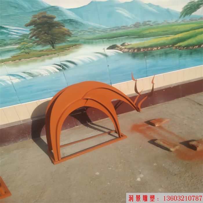 不銹鋼抽象鹿雕塑 動(dòng)物鹿雕塑 (1)