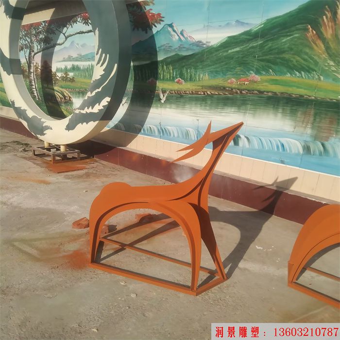 不銹鋼抽象鹿雕塑 動(dòng)物鹿雕塑 (2)