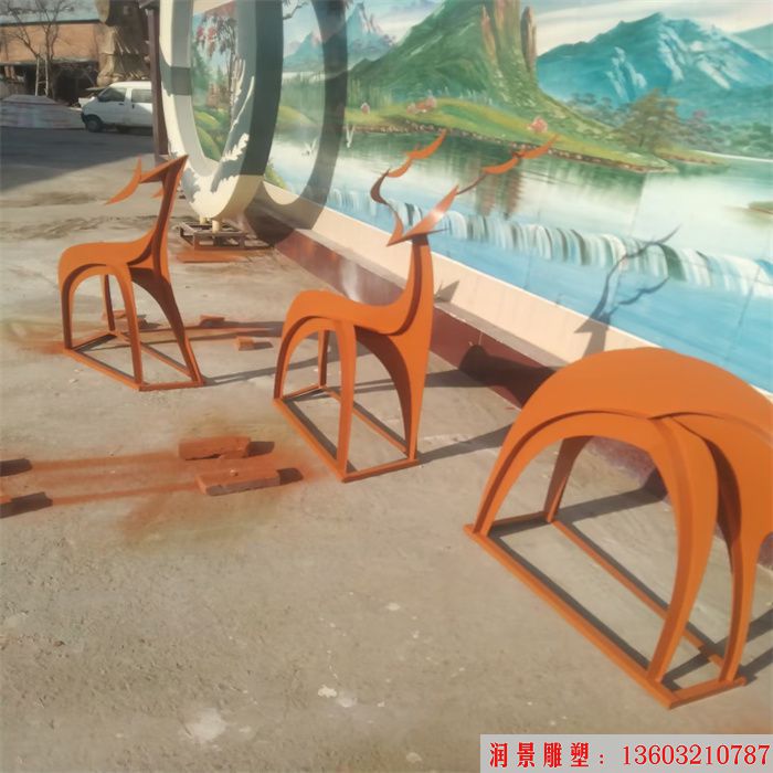 不銹鋼抽象鹿雕塑 動(dòng)物鹿雕塑 (3)