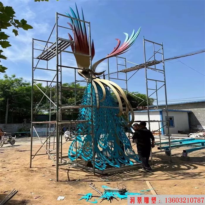 不銹鋼鳳凰雕塑 創(chuàng)意造型鳳凰 藝術(shù)鳳凰 (1)